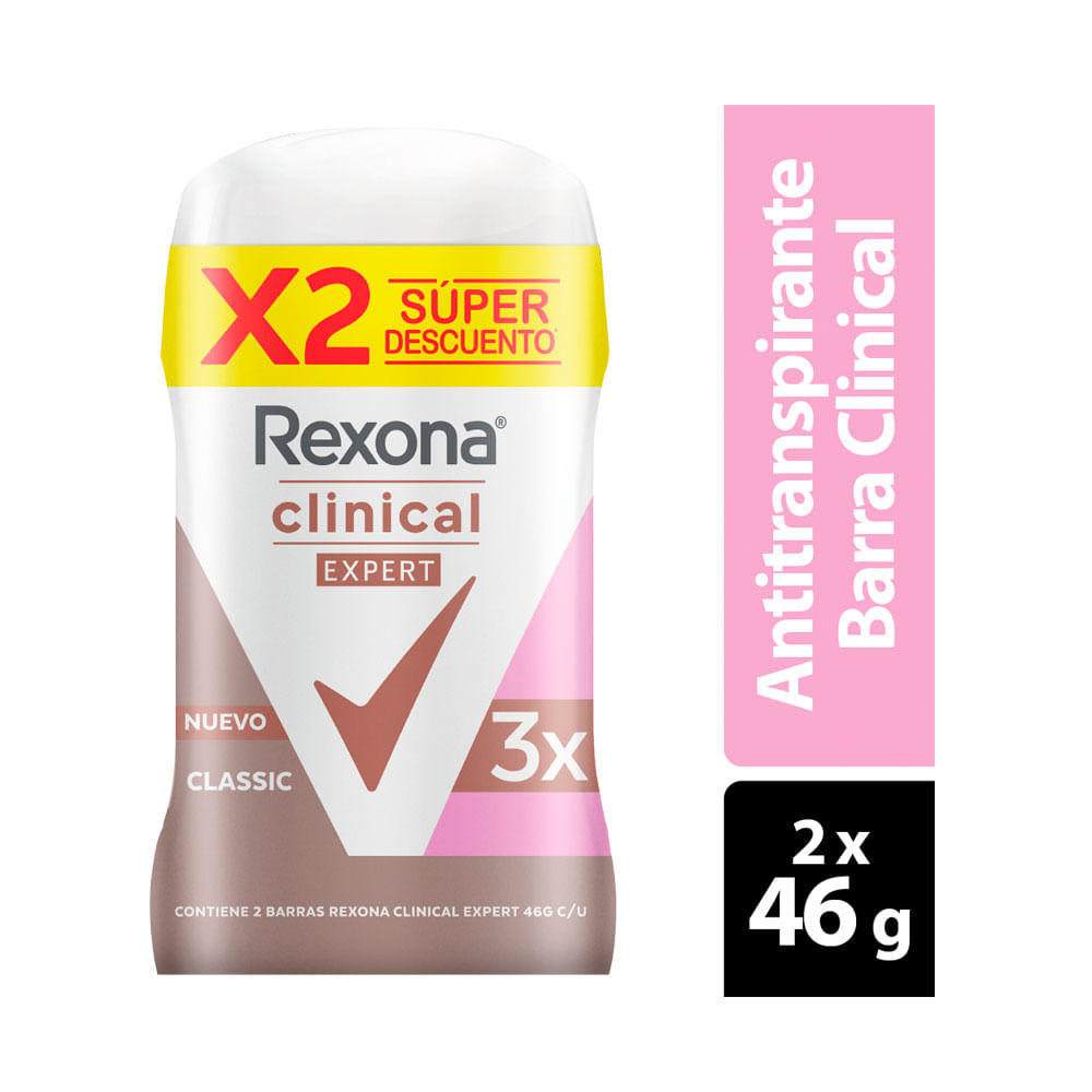 Antitranspirante Rexona Mujer Clinical Expert Stick Classic Barra x 46 g. -  Farmaexpress