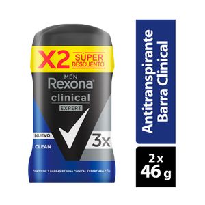 DESODORANTE REXONA CLINICAL EXPERT CLEAN BARRA 2 X 46 G