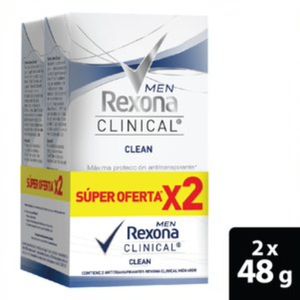 DESODORANTE REXONA CLINICAL MEN P.E BARRA 2X48 G