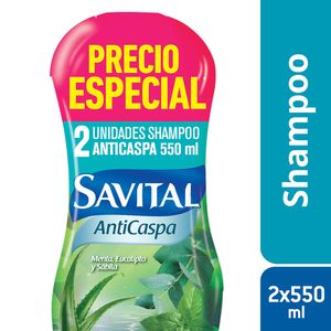 SHAMPOO SAVITAL ANTICASPA P.E FRASCO 2 X 550ML
