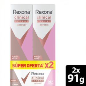 DESODORANTE REXONA CLINICAL EXPERT WOMEN AEROSOL X 2 UNDS