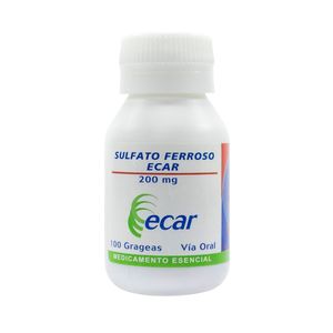 SULFATO FERROSO ECAR GRAGEAS 200 MG