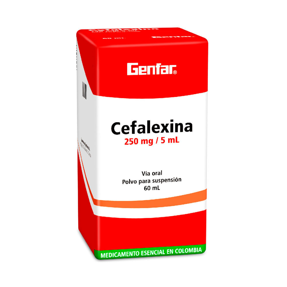 CEFALEXINA GENFAR JARABE 250 MG CAJA 60 ML - Farmacia Pasteur