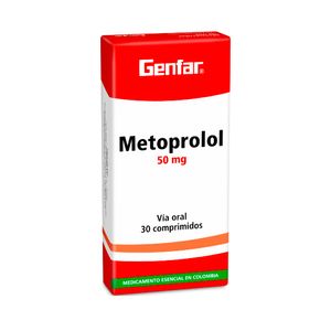 METOPROLOL TARTRATO GF (RG) TABLETAS 50 MG