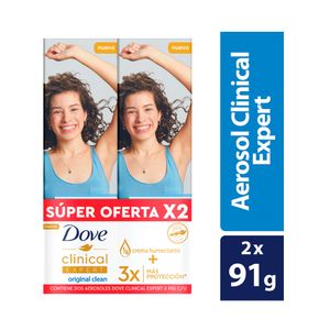 DESODORANTE DOVE CLINICAL EXPERT ORIG CLEA SPRAY 2 X 91G