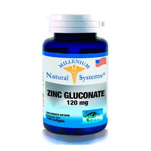 ZINC GLUCONATE CAPSULAS BLANDAS 120 MG FRASCO X 100 UNDS