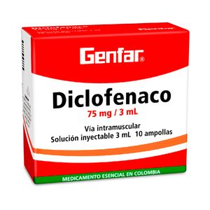 DICLOFENACO GENFAR 3 ML AMPOLLA 75 MG