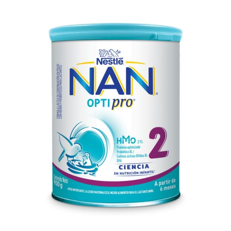 Leche infantil de continuación desde los 6 meses en polvo Nestlé Nan  Optipro 2 lata 800 g.