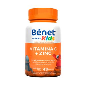 BENET KIDS VITAMINA C+ZINC GOMAS NARANJA FRASCO X 48 UNDS