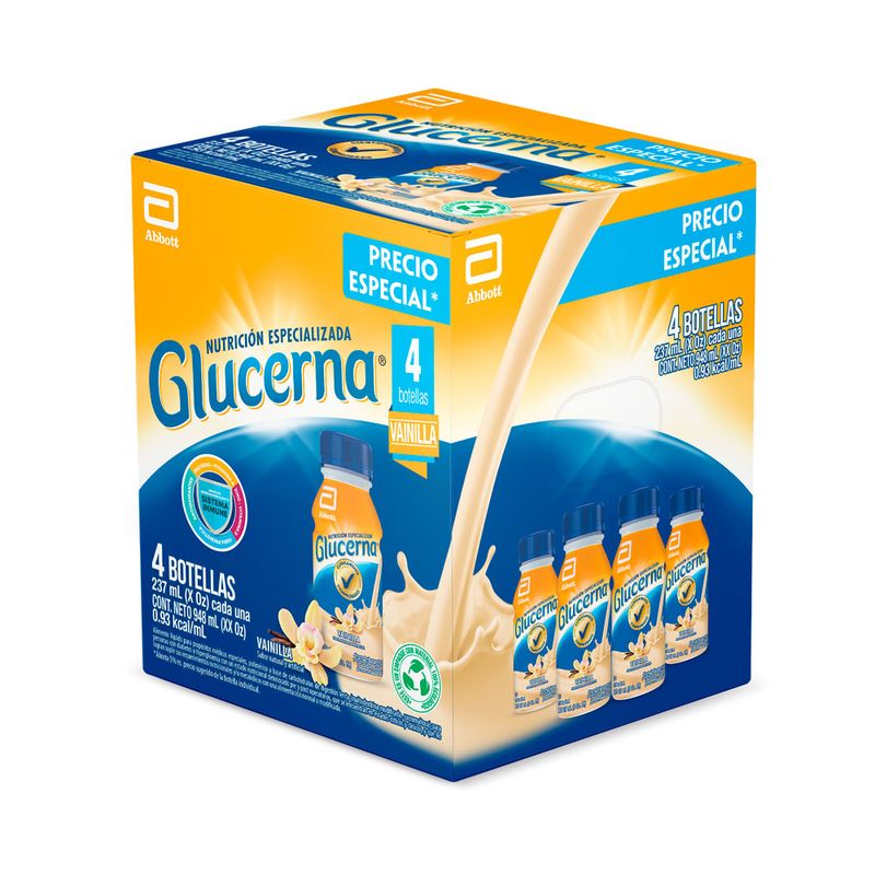 GLUCERNA LIQUIDO VAINILLA CAJA 4 X 237ML - Farmacia Pasteur - Medicamentos  y cuidado personal | Farmacias Pasteur