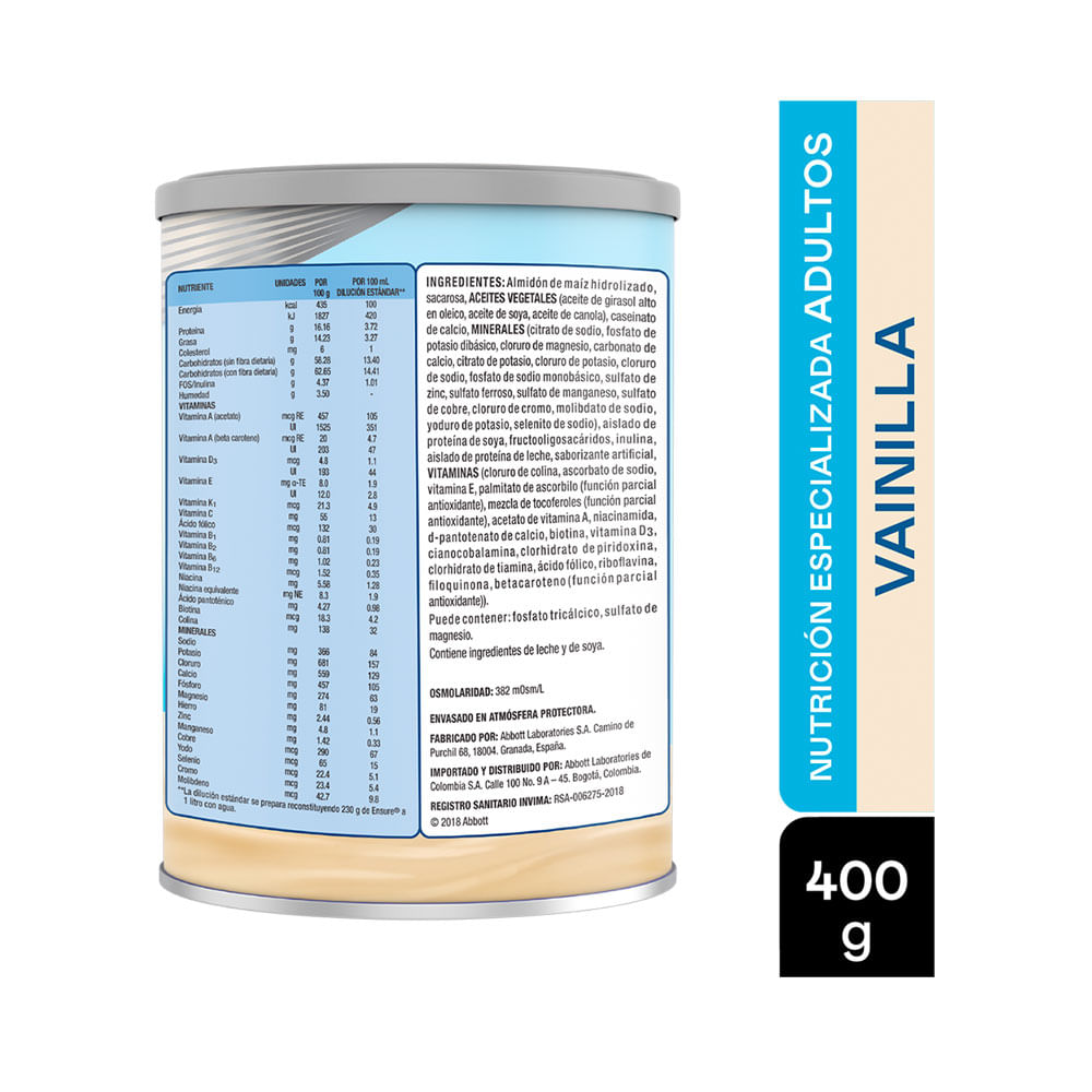 Comprar Fórmula Nutricional Ensure® Sabor Vainilla - 400g