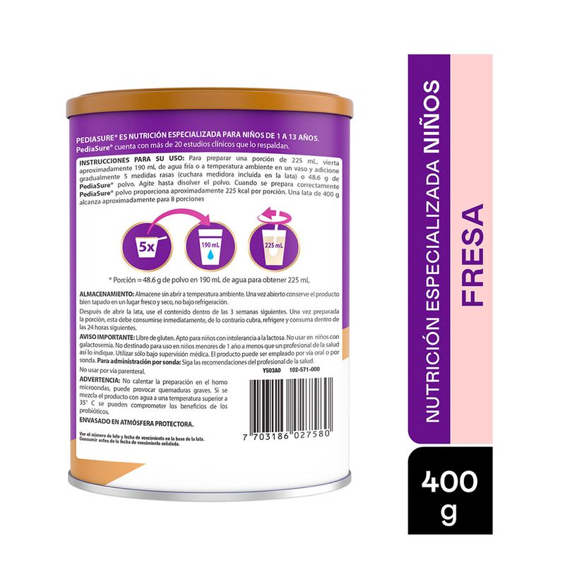 Pediasure Fresa Alimento Nutricional en Polvo 2 Unidades / 900 g