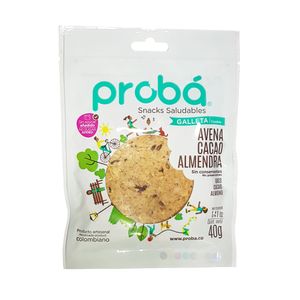PROBA GALLETA SIN AZUCAR AVENA -CACAO -ALMENDRA BOLSA 40 G