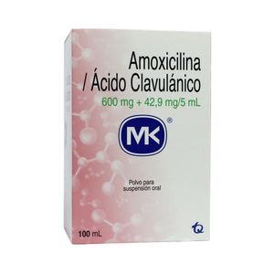 AMOXICILINA + CLAVULANICO MK SUSPENSION 600 MG/42.9 MG CAJA 100 ML