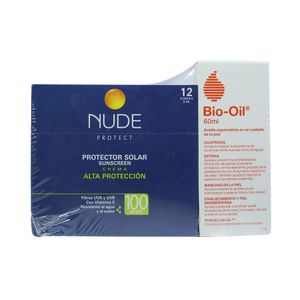 ACEITE BIO-OIL 60ML+PROT SOL NUDE++++ SPF 100 X 12 SOBRES