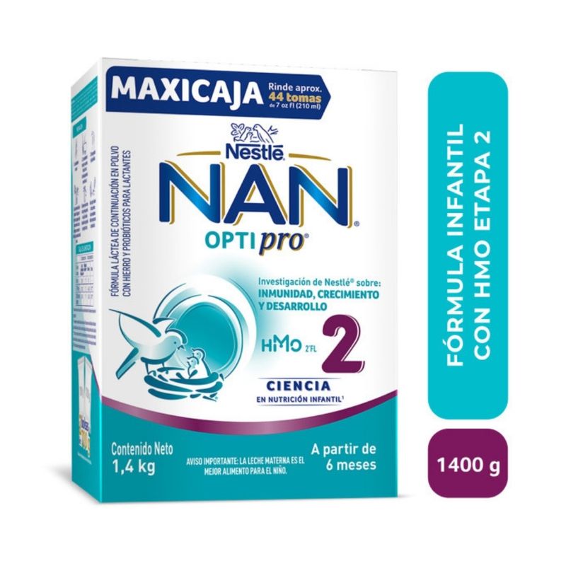 Leche infantil de continuación desde los 6 meses en polvo Nestlé Nan  Optipro 2 lata 800 g.