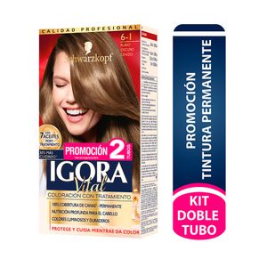 TINTURA IGORA VITAL  KIT 6-1 RUBIO OSCURO CENIZO CAJA X 2 UNDS