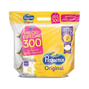 +++HUMEDAS PEQUEÑIN ORIGINAL 3 TOALLITAS KIT X 100 UNDS