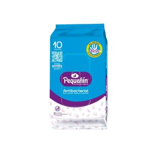 TOALLITAS HUMEDAS PEQUEÑIN ANTIBACTERIAL BOLSA X 10 UNDS
