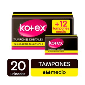 TAMPONES DIGITALES KOTEX MEDIO P.E. CAJA X 32 UNDS