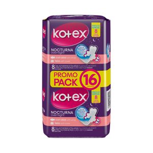 TOALLAS HIGIENICAS KOTEX NOCTURNA P.E BOLSA X 16 UNDS