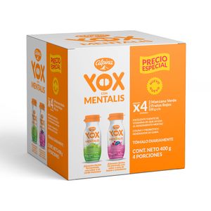 PACK YOX MENTALIS MANZANA VERDE + FRUTOS ROJOS X 4 UNDS