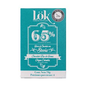 LOK BARRA CHOCOLATE STEVIA 65% CAJA 70 G