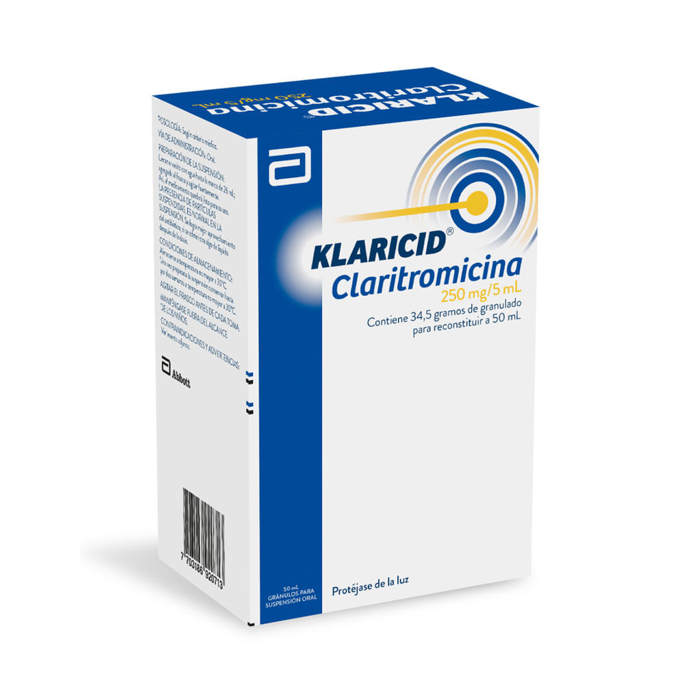 KLARICID SUSPENSION 250MG CAJA 50 ML - Farmacia Pasteur - Farmacias Pasteur