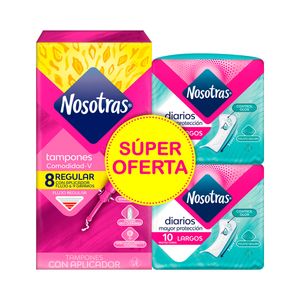 TAMPONES NOSOTRAS CON APLIC REGULAR X8+ PROTEC. LARGOS