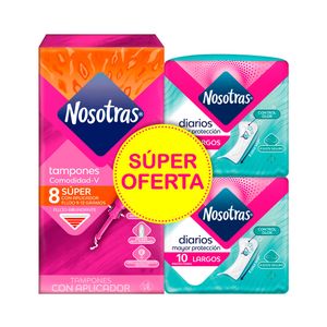 TAMPONES NOSOTRAS CON APLIC SUPER X8+ PROTEC. LARGOS