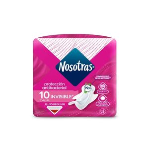 TOALLAS NOSOTRAS INVISIBLE ANTIBACTERIAL BOLSA X 10 UNDS
