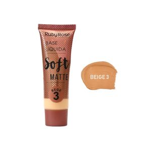 BASE LIQUIDA RUBY ROSE SOFT MATTE BEIGE #3 TUBO X 1 UND