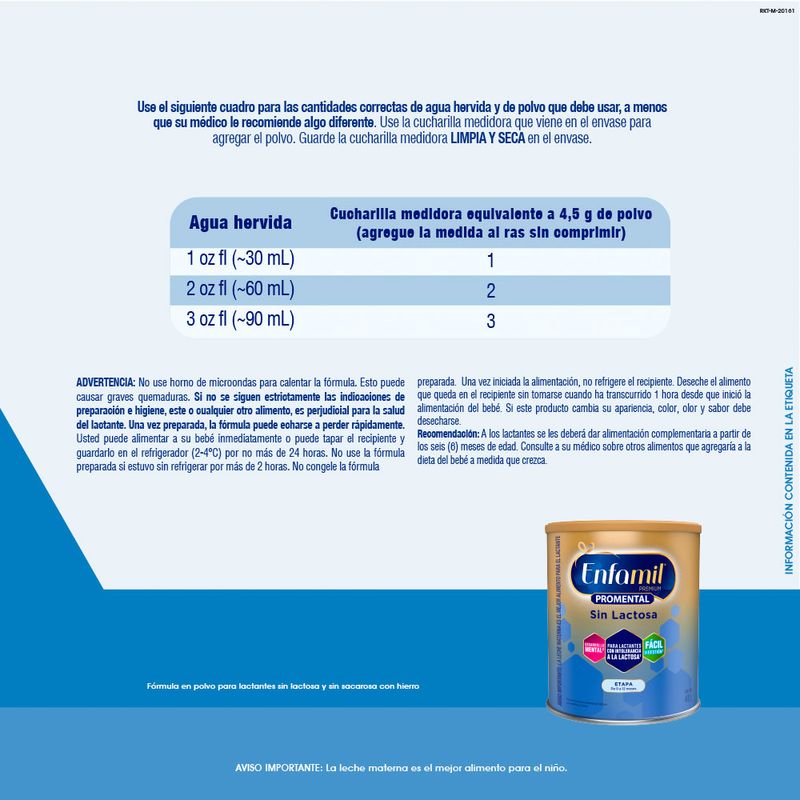 Leche en Polvo Enfamil Sin lactosa 400 g 