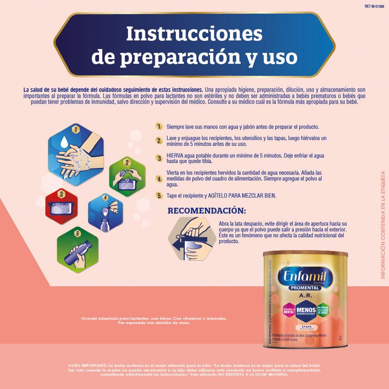 Enfamil en polvo a base de leche con hierro fórmula infantil 1 a 12 meses