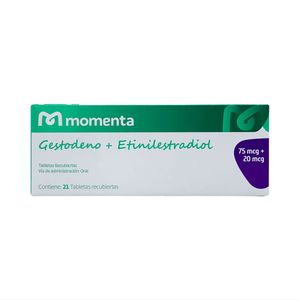 GESTODENO+ETINILESTRAD MOMENTA TABLETA 75MCG + 20MCG CAJA X 21 UNDS