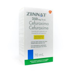 ZINNAT PEDIATRICO SUSPENSION 250 MG CAJA 70 ML