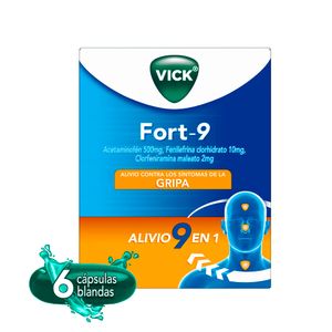VICK FORT 9 CAPSULAS BLANDAS 500MG /2MG /10MG CAJA X 6 UNDS