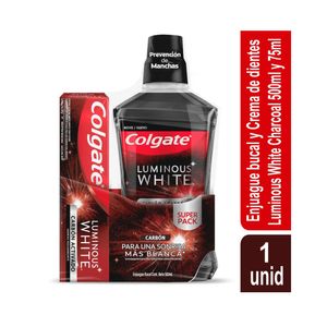 ENJUAGUE COLGATE LUMINOUS+CREMA CARBON 500 ML+75 ML
