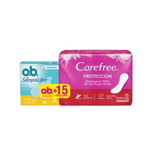 TAMPONES OB ORIGINAL MEDIO X 8+CAREFREE CAJA X 15 UNDS