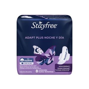 TOALLAS STAYFREE NOCHE Y DIA ALAS BOLSA X 8 UNDS