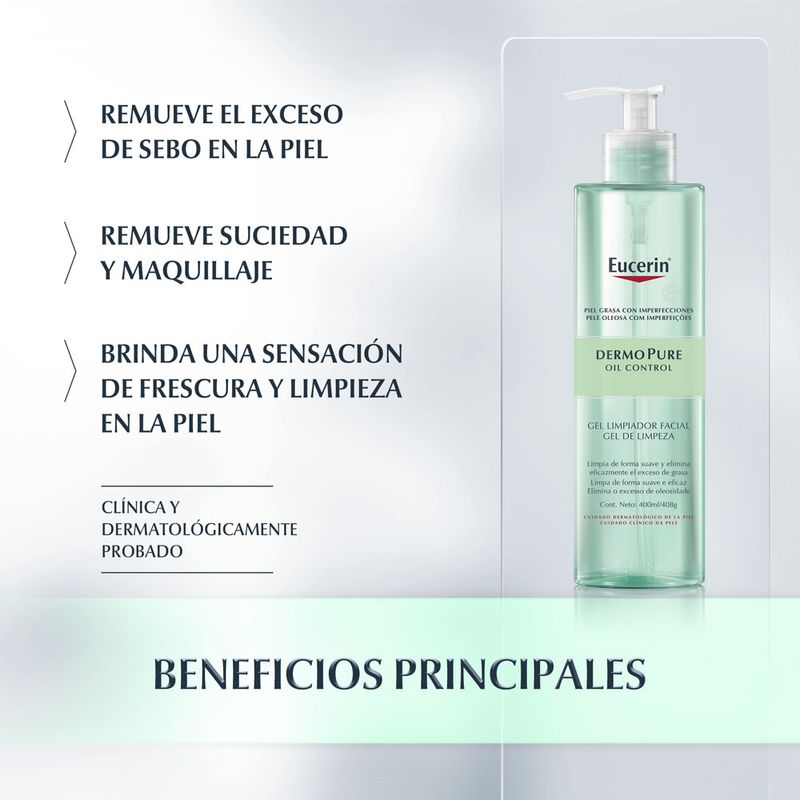 AGUA MICELAR DESMAQUILLANTE DERMO PURE OIL CONTROL PIEL GRASA O CON  IMPERFECCIONES 200ML EUCERIN