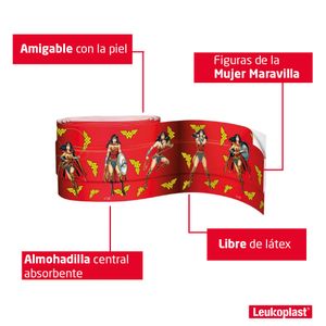 CURAS LEUKOPLAST NIÑ MUJER MARAVILLA CAJA 6 CM X 1 M