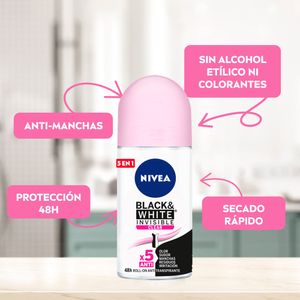 DESODORANTE NIVEA BLACK WHITE FEMENINO ROLLON 50 ML