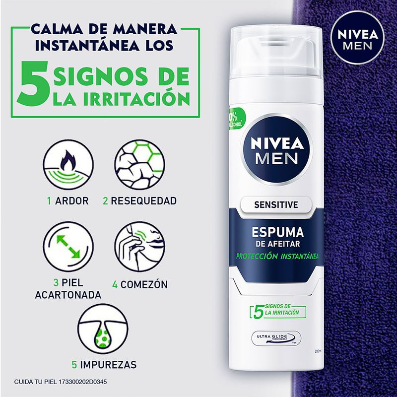 ESPUMA AFEITAR NIVEA MEN SENSITIVE FRASCO 200 ML - Farmacia Pasteur -  Medicamentos y cuidado personal