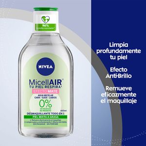 AGUA MICELAR NIVEA EFECTO MATE FRASCO 400 ML