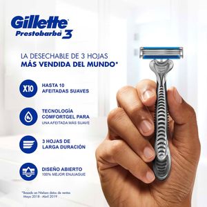 MAQUINA DE AFEITAR GILLETTE PRESTOBARBA3 BOLSA X 2 P.ESPECIAL