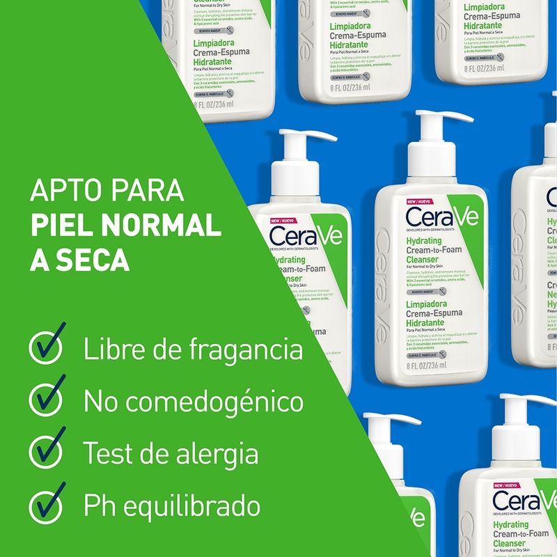 CERAVE - LIMPIADOR CREMA ESPUMOSA HIDRATANTE