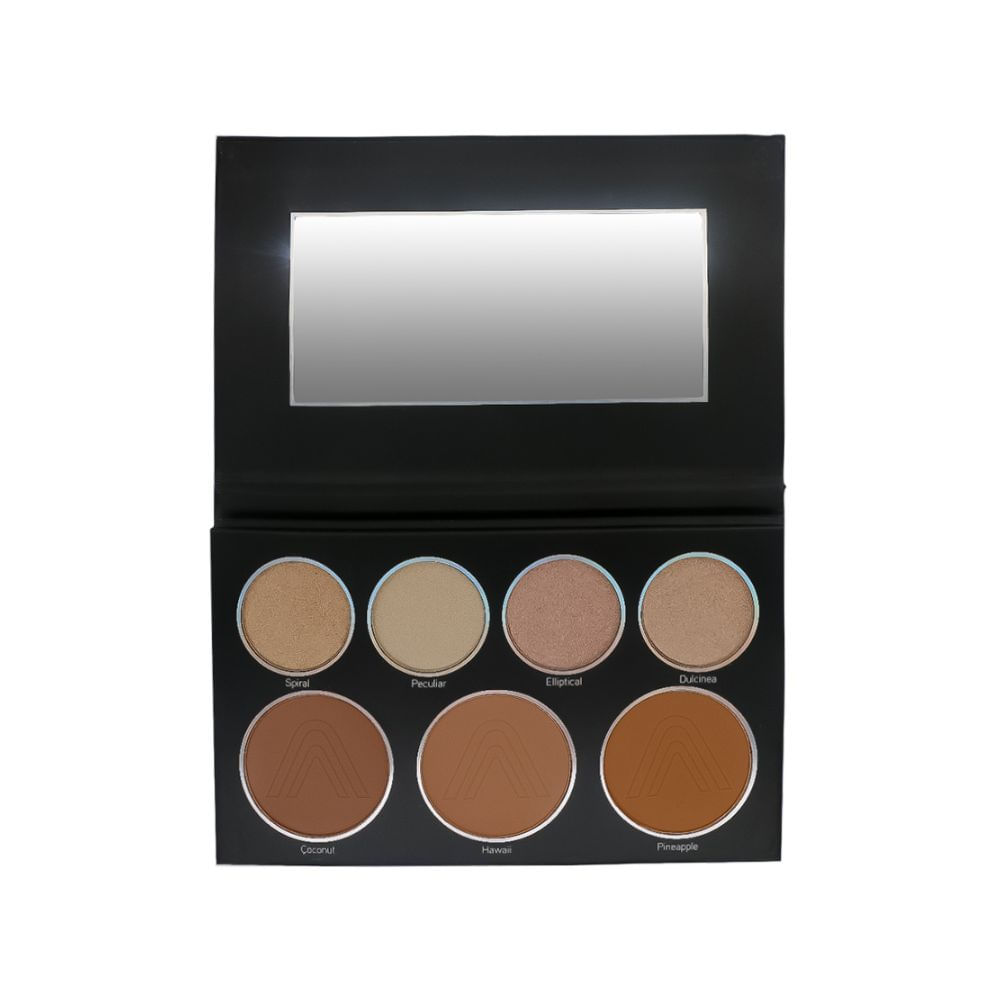 PALETA DE CONTORNOS E ILUMINADOR GLAM BLACK ATENEA CAJA X 1 UND