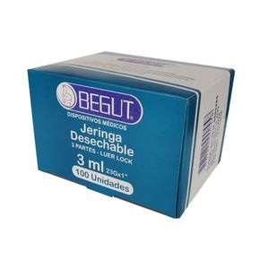 JERINGA 3ML 3 PARTES BEGUT 23G CAJA X100 UNDS