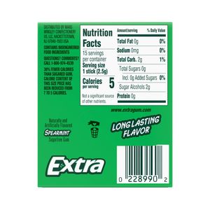 GOMA DE MASCAR WRIGLEY EXTRA SPEARMINT 40.5 G X 1 UND